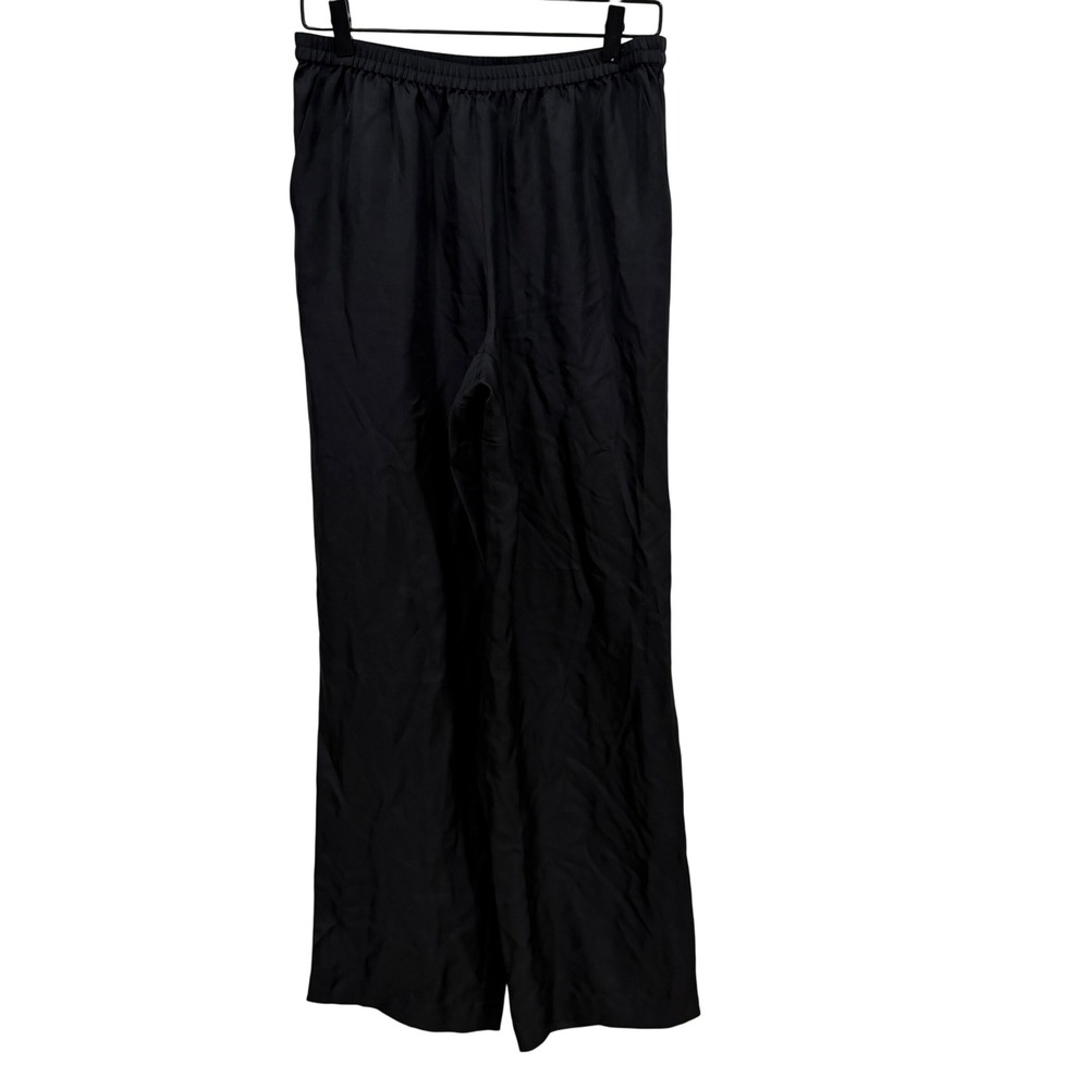 Loulou Studio Alera Black 100% Silk Wide Leg Pants Elastic Waist Womens Size M